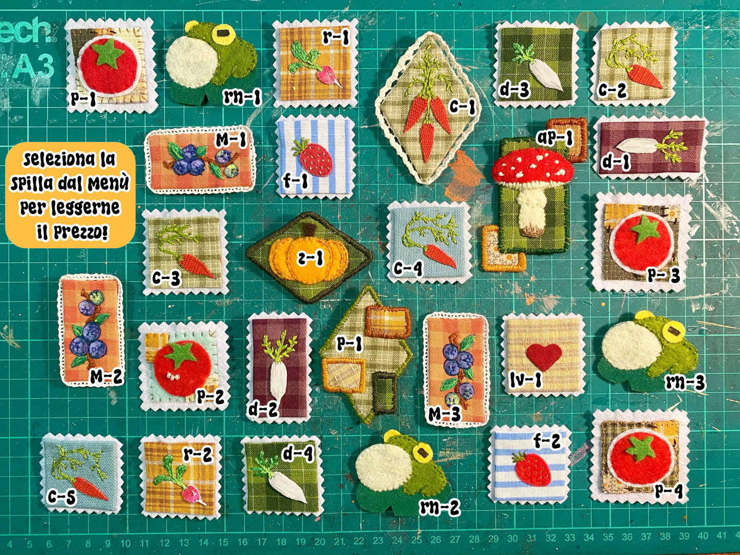 Vendita lampo - Spille ricamate in feltro e stoffa!