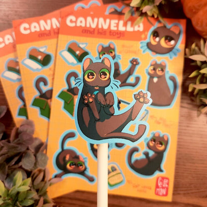 Foglio di adesivi Gatto ed i suoi giochi con 10 Sticker
