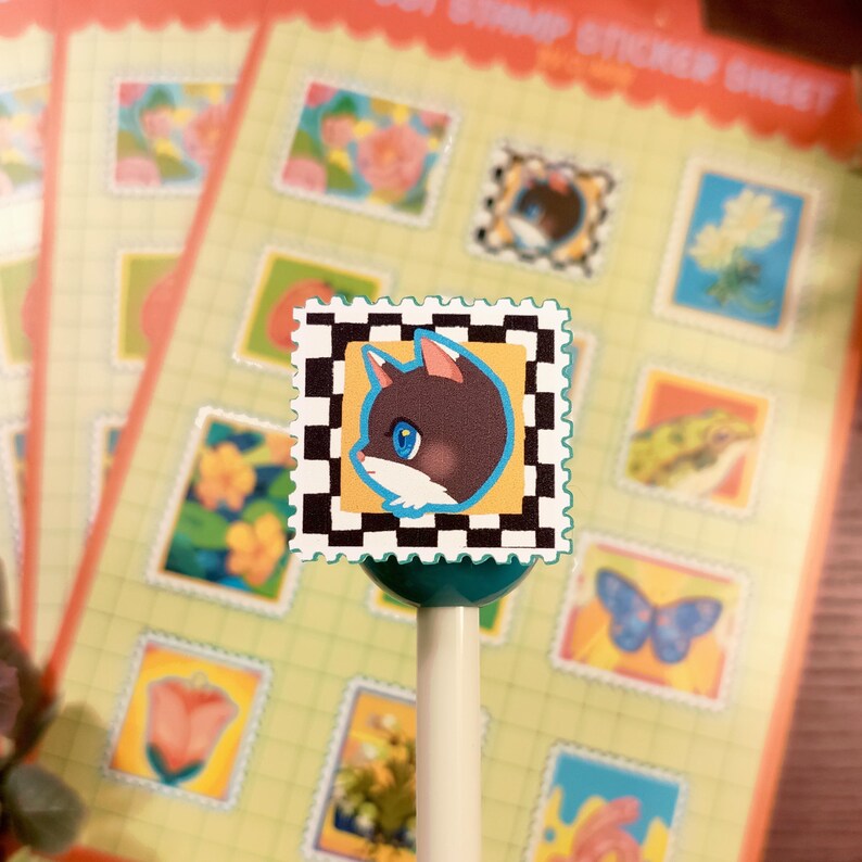 12 Cute Post Stamps Sticker Sheet
