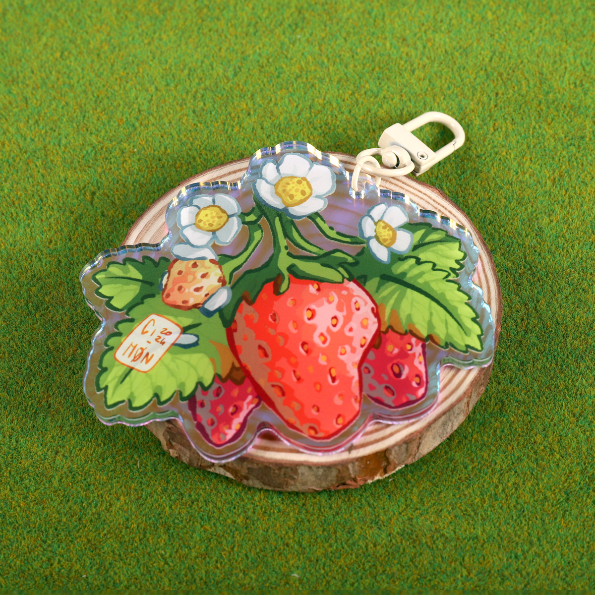 Portachiavi Fragola in Acrilico - Delizia Dolce