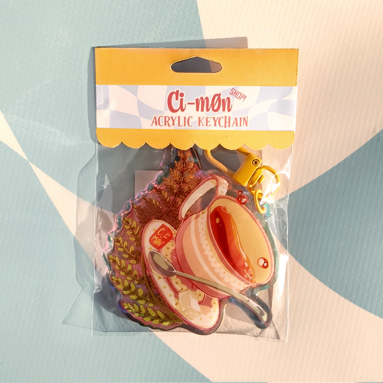 Portachiavi Teacup in Acrilico - Nostalgia Autunnale