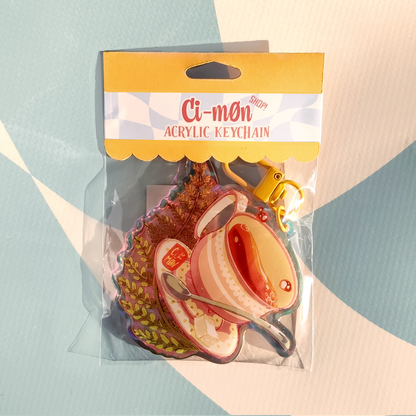 Portachiavi Teacup in Acrilico - Nostalgia Autunnale